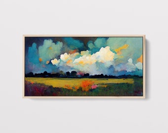 Large Canvas Wall Art, Prairie Landscape Painting, Large Canvas Print Framed, Artwork for Walls