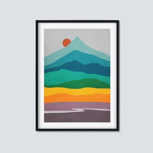 Minimalist mid century modern art print in a frame or as canvas art