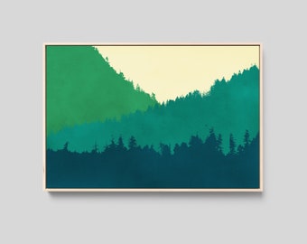 Green Forest Art Print Framed, Extra Large Print, Forest Painting, Large Canvas Print