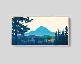 Mount Rainier Art Print Framed, Pacific Northwest Art, Landscape Painting, Large Canvas Art