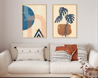 Framed Boho Art Prints, Set of 2 Prints, Abstract Wall Art, Boho Wall Decor