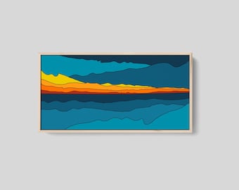 Retro Sunset Canvas Print, Cool Artwork, Sunset Art Print, Abstract Wall Art