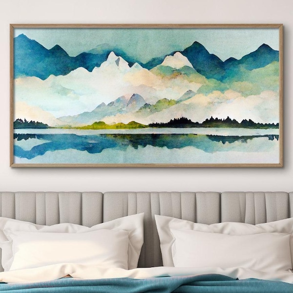 Abstract Mountain Landscape Art Print: Modern Watercolor Painting