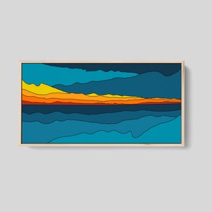 Retro Sunset Canvas Print, Cool Artwork, Sunset Art Print, Abstract Wall Art