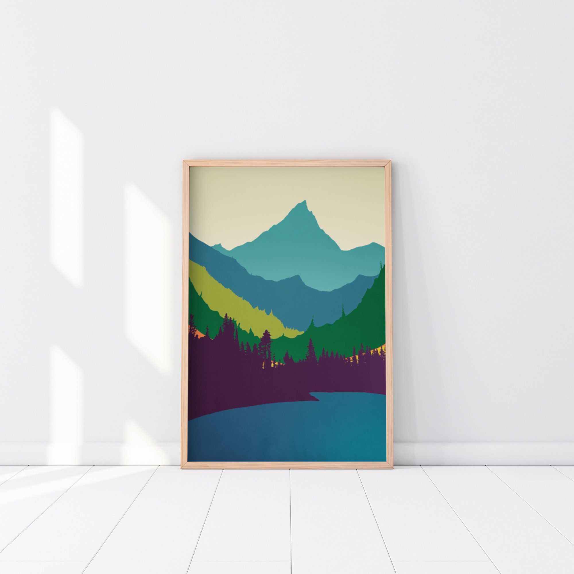 Mountain Wall Art Set of 3 Prints Modern Painting Mid | Etsy