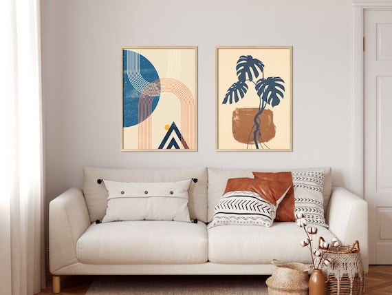 Framed Boho Wall Art Earth Tone Decor Set of 2 Abstract Botanical Prints Abstract Wall Art Boho Wall Decor Eclectic Apartment Wall Art Etsy Canada