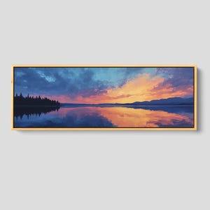 Scenic Lake Painting: Horizontal Canvas Print | Sunset Lake