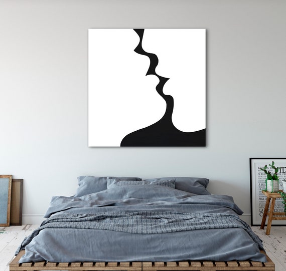 Minimalist Art Canvas Art Bedroom Wall Art Bedroom Decor Modern Painting Extra Large Wall Art Loft Decor 40x40 Romantic Wall Art