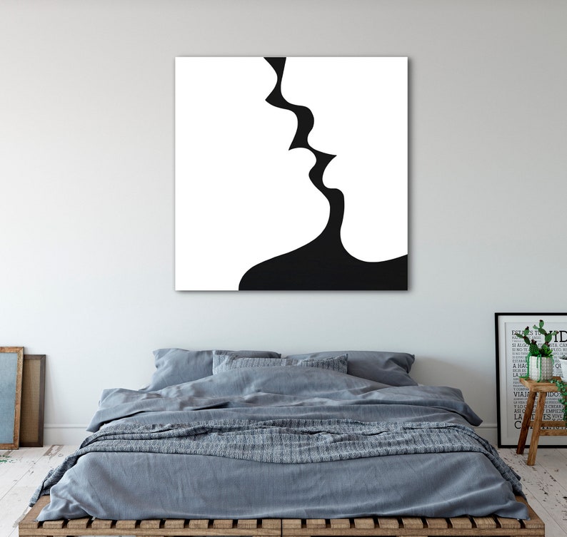 minimalist art, canvas art, bedroom wall art, bedroom decor, modern  painting, extra large wall art, loft decor, 40x40, romantic wall art