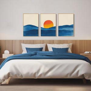 Decoración de pared impactante: Láminas enmarcadas de atardeceres, pinturas en acuarela (juego de 3) imagen 9