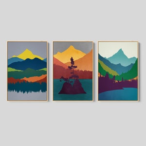 Gallery Wall Art Set, Mountain Art Prints Framed, Contemporary Wall Decor, Large Mountain Prints, Original Wall Art