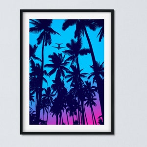 Tropical Palm Tree Art Print: Retrowave Travel Poster