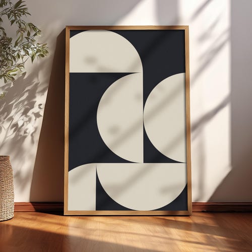 Mid-century Modern Framed Art Print: Abstract Geometric Shapes - Etsy