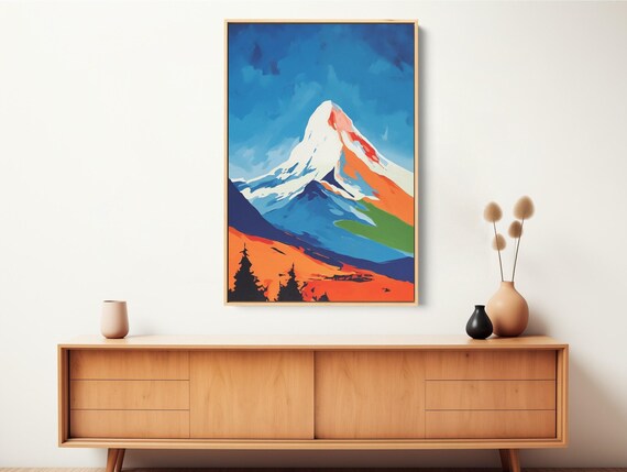 Abstract Landscape: Mountain Print, Dopamine Decor, Statement Wall Decor