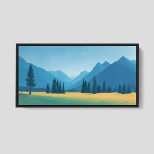 Colorado Mountain Canvas Art Print: Large Panoramic Abstract Painting
