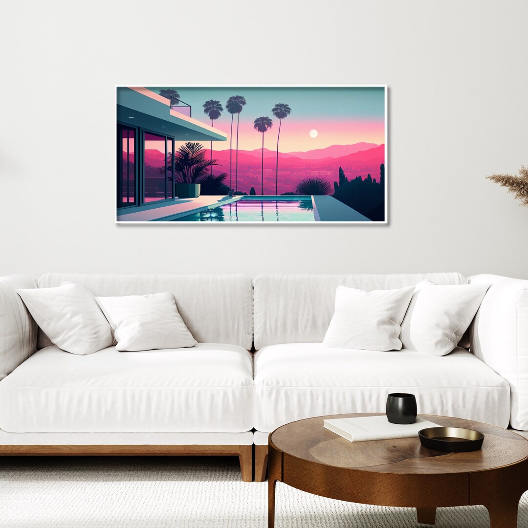 Large California Artwork Pink Sunset Art Framed California Etsy