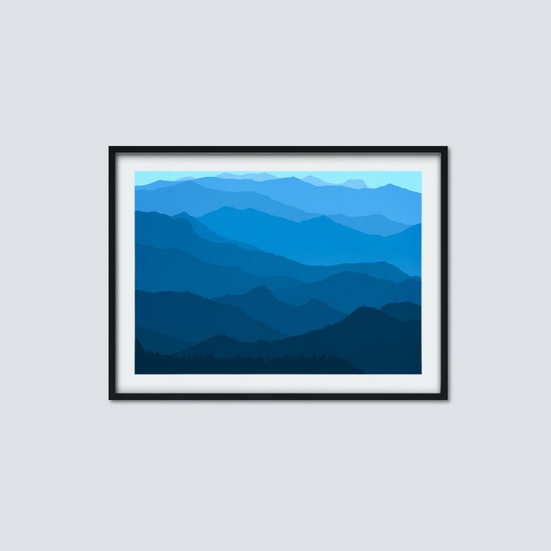 Blue Ridge Mountains Mountain Wall Art Mountain Print Misty Etsy