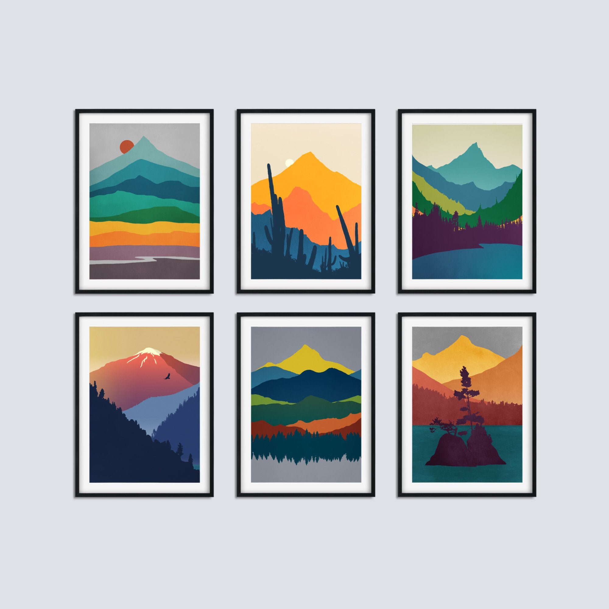 Gallery Wall Art Set of 6 Mid Century Art Prints Mountain Etsy Canada