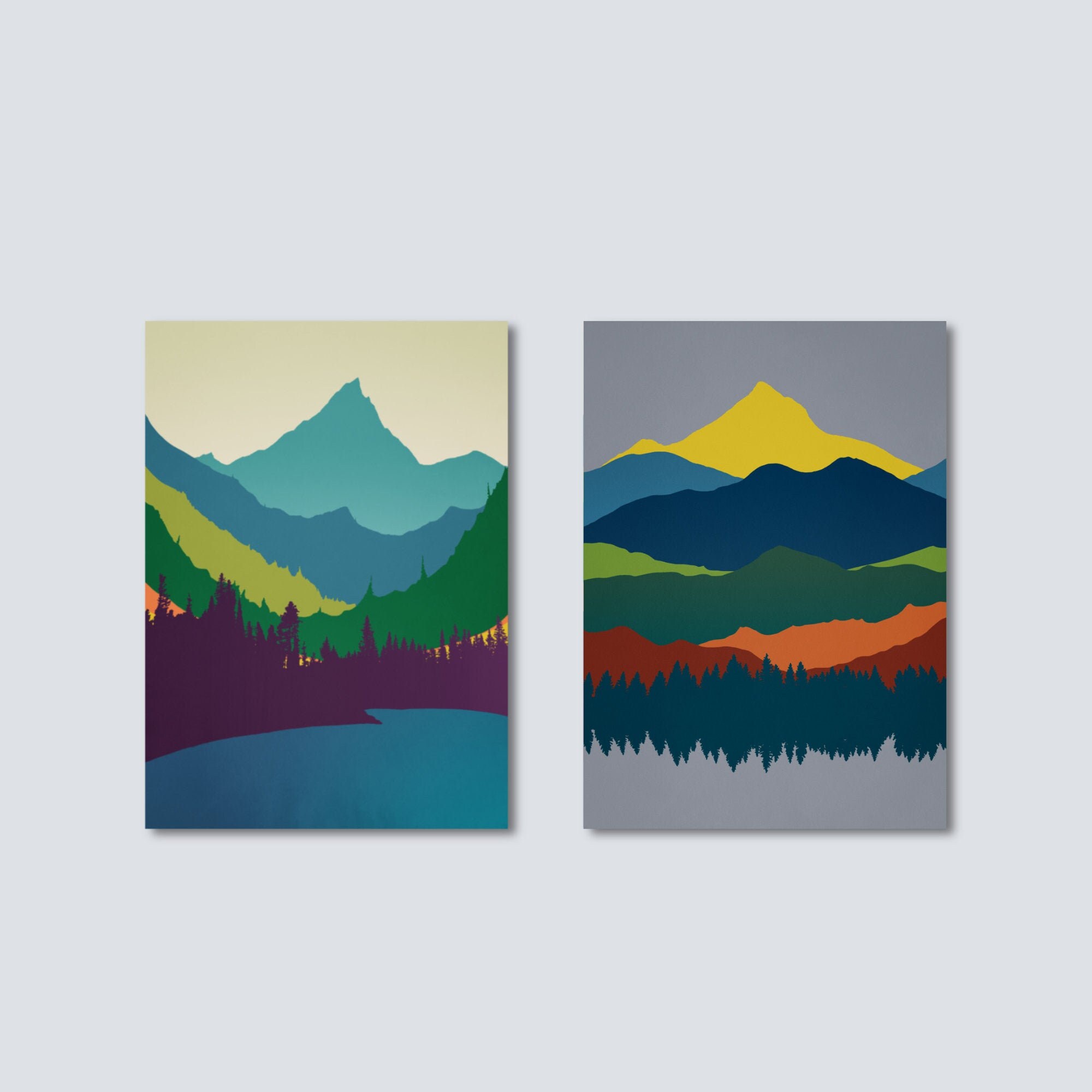 Mountain Art Prints Set of 2 Canvas Prints Extra Large Wall Etsy