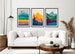 Mid Century Modern Wall Art Framed, 3 Piece Print Set, Mountain Art Prints, Extra Large Prints 