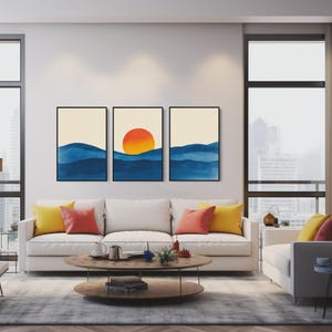 Decoración de pared impactante: Láminas enmarcadas de atardeceres, pinturas en acuarela (juego de 3) imagen 8
