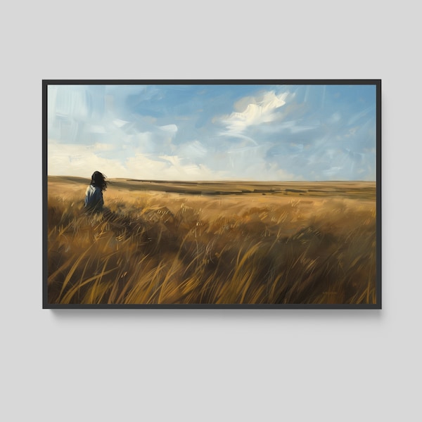 Prairie Landscape Wall Art, Extra Large Canvas Print, Grasslands Wall Art, Farmhouse Decor, Original Art