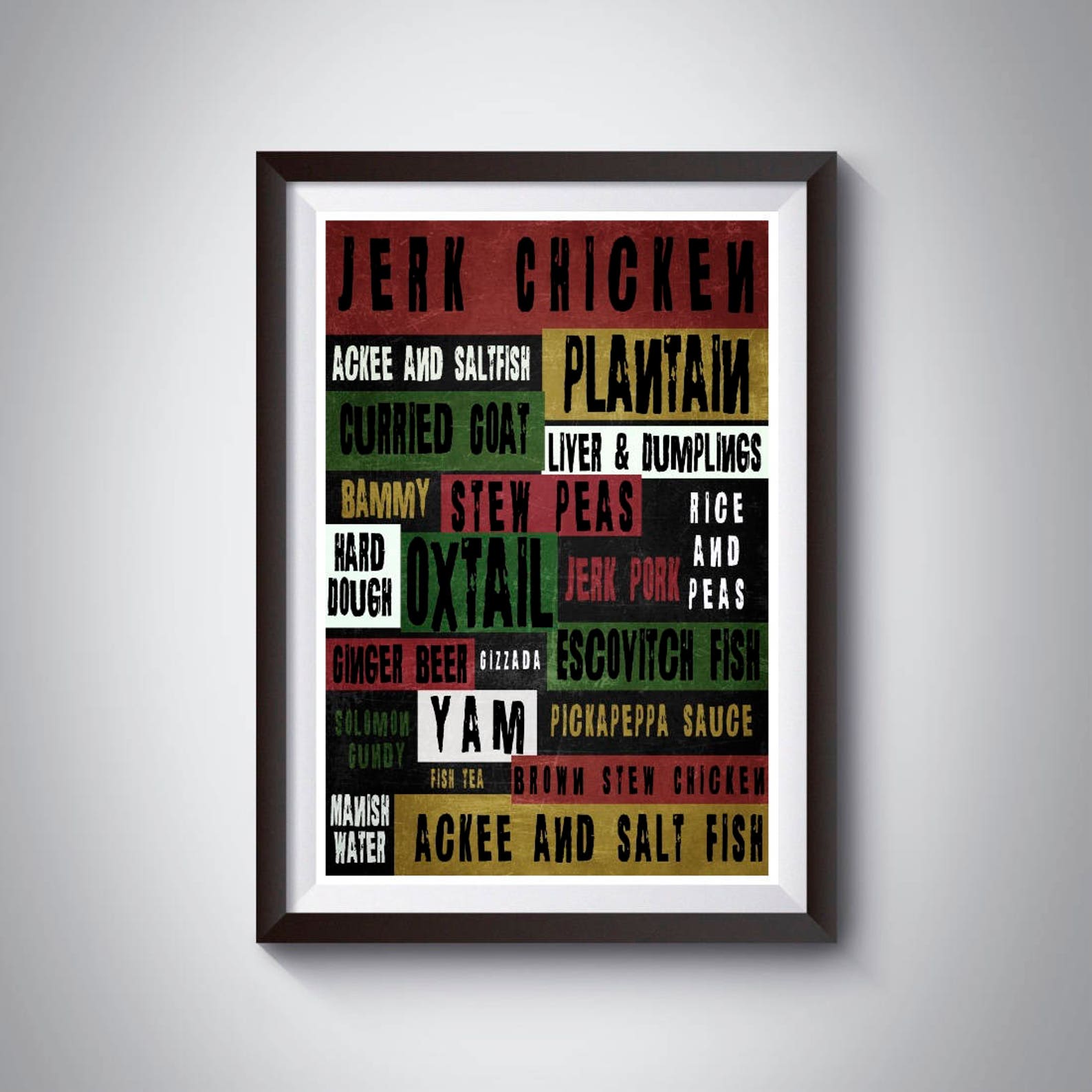 Jamaican Food Jamaica Kitchen Wall Art Jamaican Decor Etsy