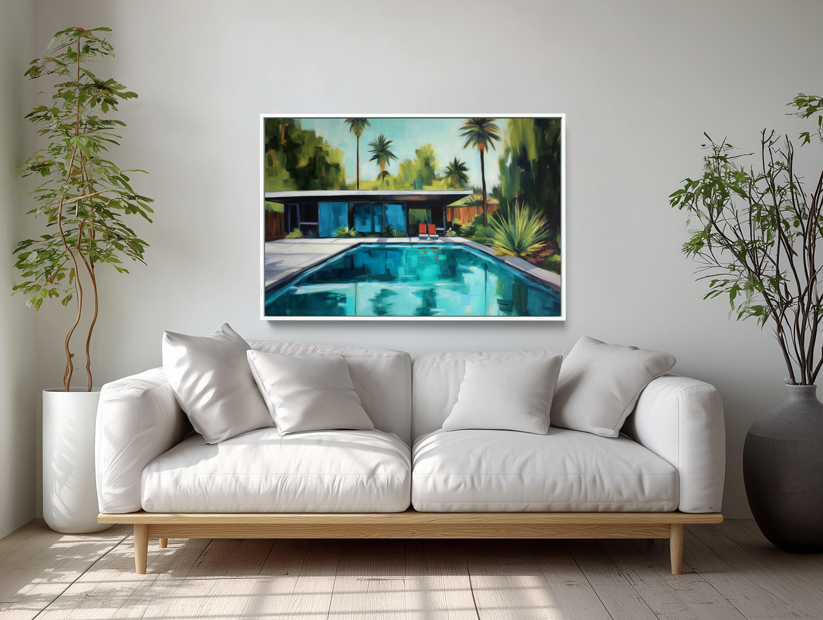 Mid Century Modern Swimming Pool Art Print: Framed Wall Decor - Etsy