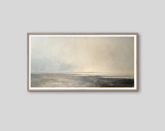 Minimalist Wall Art Framed, Panoramic Art, Abstract Painting, Neutral Wall Decor
