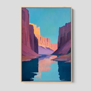 Mid Century Modern Wall Art - Framed Canvas Print, Southwestern Desert Art, Grand Canyon Art, Mid-Century Modern Canvas Art