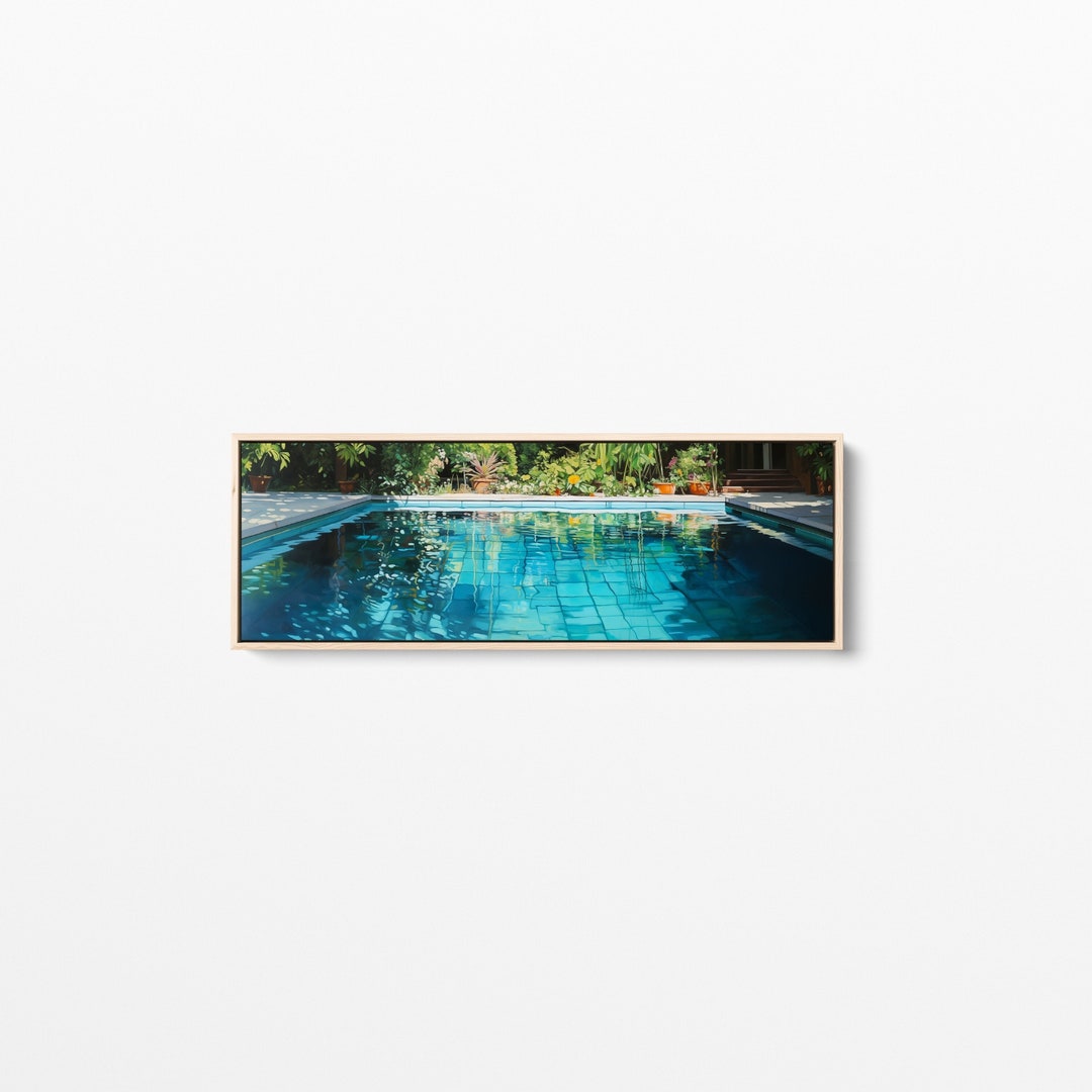 Swimming Pool Wall Art, Huge Canvas Print, Landscape Painting ...