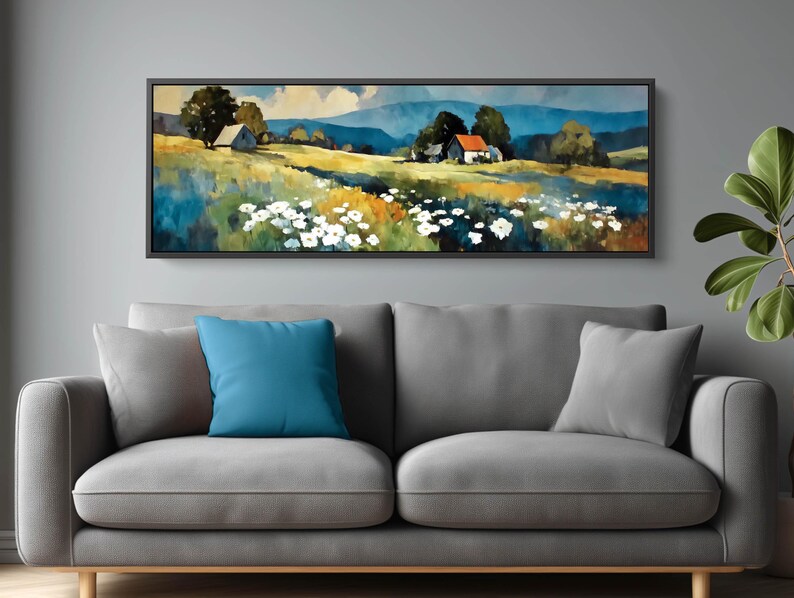 floral-landscape-painting-framed-wall-art-canvas-print-country