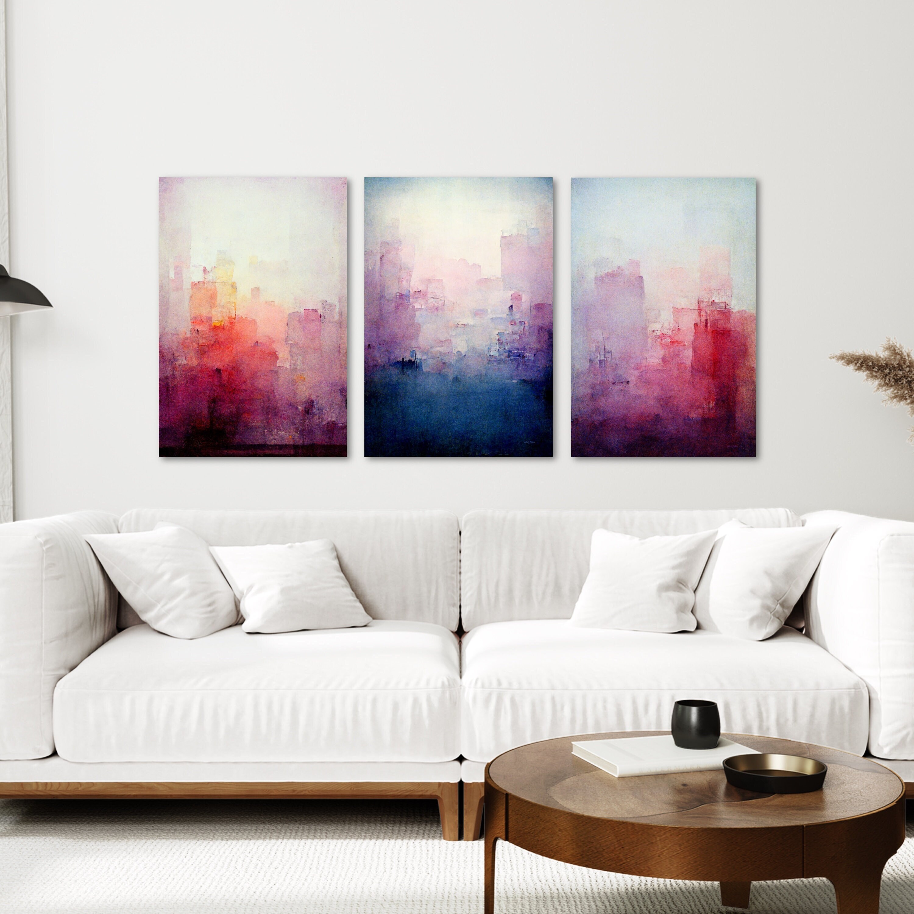 Minimalist Canvas Wall Art Watercolor Paintings Set of 3 Etsy