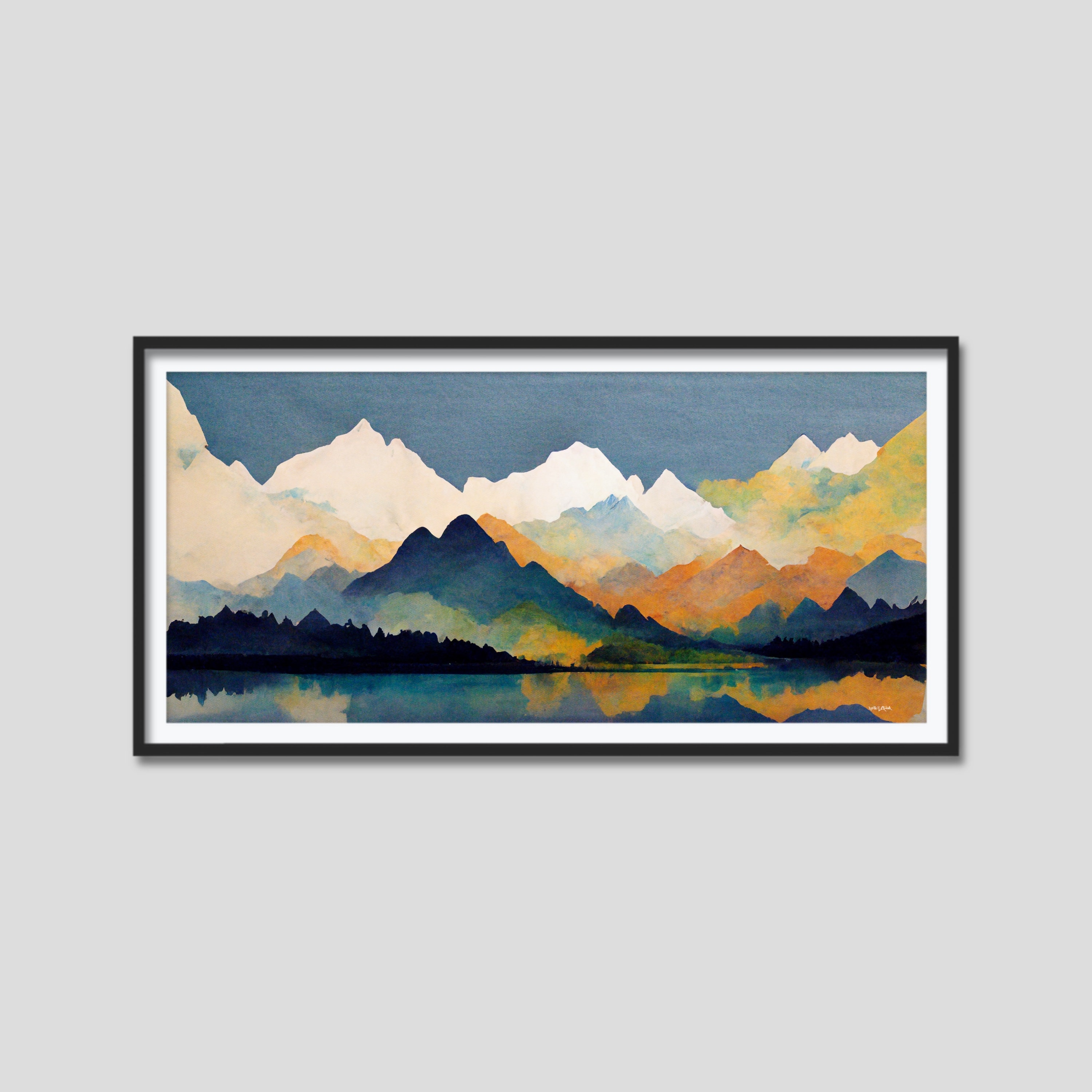 Mountain Artwork Horizontal Wall Art Large Watercolor Etsy