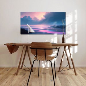 Beach Sunset Oil Painting on Canvas, Landscape Print, Coastal Wall Decor, Large Wall Art image 5