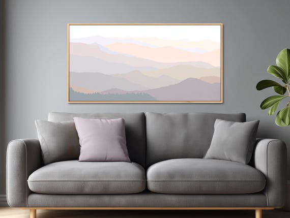 Panoramic Mountain Canvas Print: Neutral Wall Decor