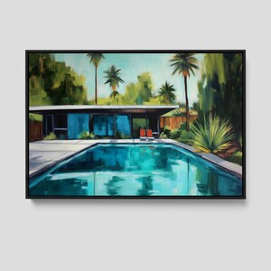 Mid Century Modern Swimming Pool Art Print: Framed Wall Decor - Etsy