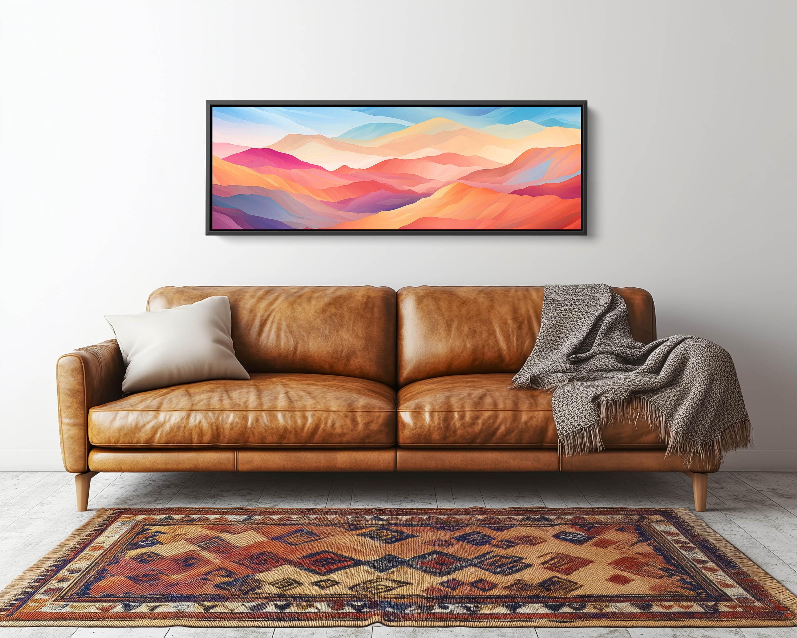 Framed Mountain Wall Art, Abstract Landscape Print, Dopamine Decor