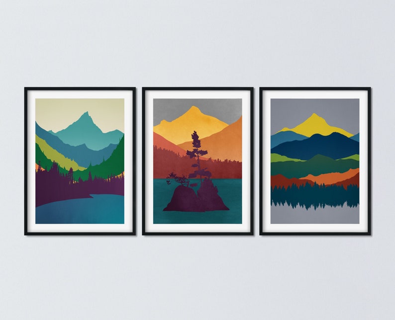 Gallery Wall Art Set Nature Prints Mountain Landscape Etsy