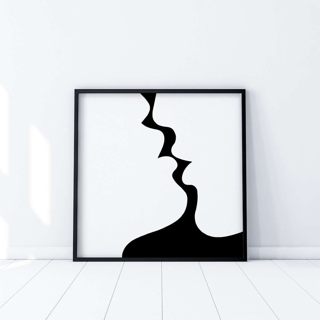 Line Art, Bedroom Wall Art, Kissing Couple, Extra Large Abstract Art, Black and White Etsy