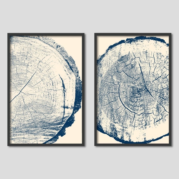 Tree Ring Prints Framed Set of 2, Wood Wall Decor, Nature Art, Minimalist Art, Tree Ring Wall Art, Modern Wall Art