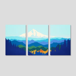 Mount Hood Canvas Print Set: Oregon Mountain Landscape Wall Art