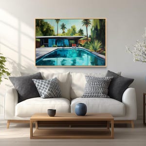 Mid Century Modern Swimming Pool Art Print: Framed Wall Decor - Etsy
