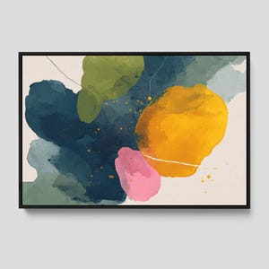 Green and Gold Abstract Canvas Art: Modern Framed Painting, 36x48