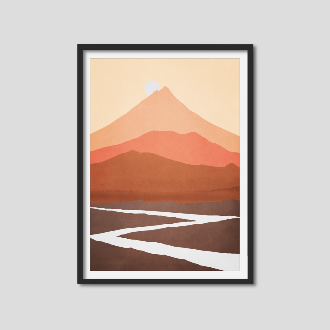 Mountain Art Print, Framed Poster, Southwestern Decor, Mountain Wall