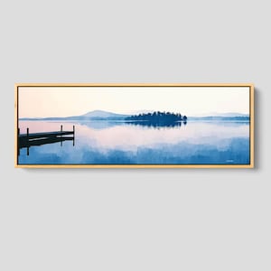 Framed Wall Art - New Hampshire Landscape Print, Panoramic Wall Art, Original Art | Lake Winnipesaukee