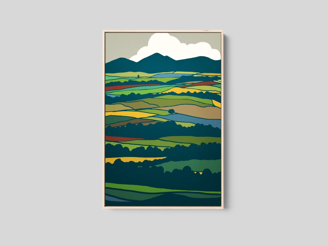 English Countryside Wall Art Print, Minimalist Art, Framed Art Print