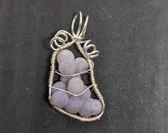 Grape Agate Wire Wrapped Pendant Necklace