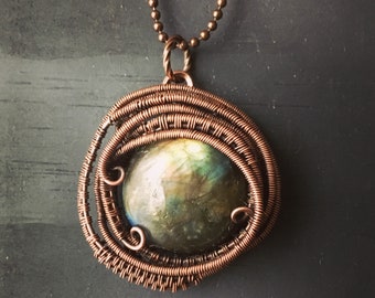 Labradorite Copper Wire Wrapped Pendant