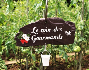 Étiquette de jardin en ardoise pour vos plans de fraisiers, pour la décoration de jardins potagers, décor fraises, personnalisable